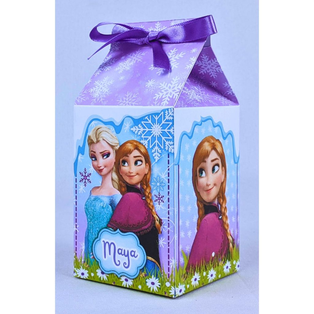 Kit 10 a 50 Caixinha Frozen 2 Milk Personalizado Papel Offset 180g Com Lacinhos Para Presentear