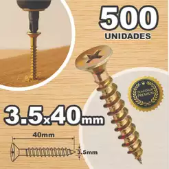 Caixa de Parafuso 3.5x40 Chipboard 500un Phillips Para Madeira Moveis MDF Drywall