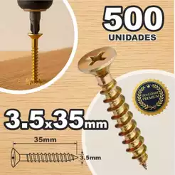 Caixa Parafuso 3,5 X 35 Com 500 Unidades Para Madeira MDF Moveis Chipboard Cabeça Chata Philips