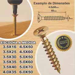 Caixa Parafuso Chipboard Phillips Cabeça Chata 3,5x16 ao 6,0x50 Várias Medidas MDF Madeira Drywall