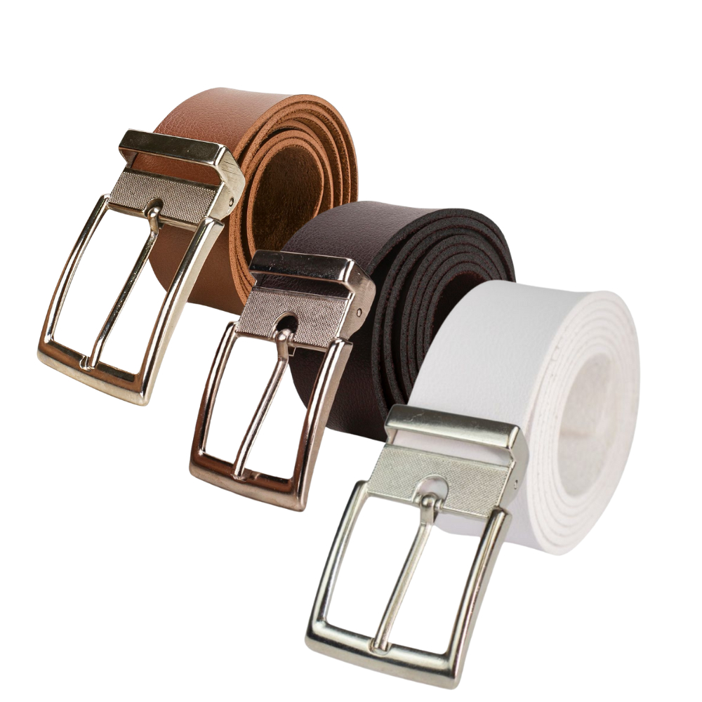 Kit com 3 Cintos Masculinos com Fivela Metálica – Estilo e Versatilidade em Cores Variadas 125cm — imagem 2 de 2