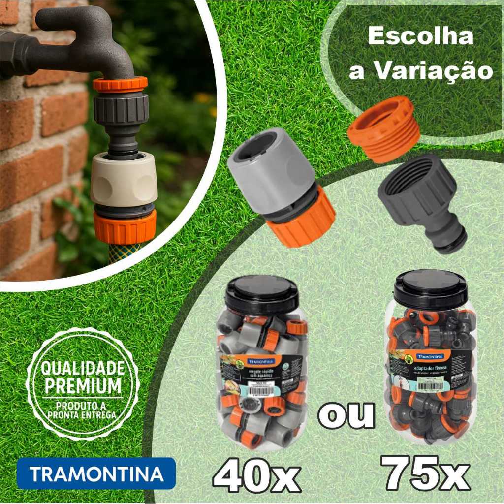 Engate Rápido 1/2 40un Ou Bico de Torneira Adaptador Fêmea 3/4 75un Tramontina Para Mangueira Pote em Oferta na Shopee