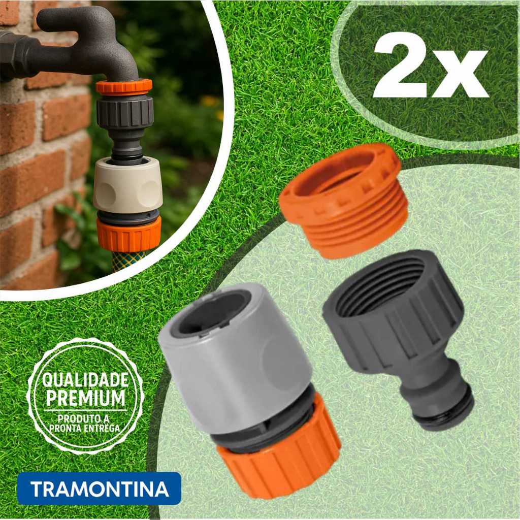 2 Engate Rápido + 2 Adaptador Com Rosca 3/4 Bucha de Redução Para Mangueira e Torneira Tramontina em Oferta na Shopee