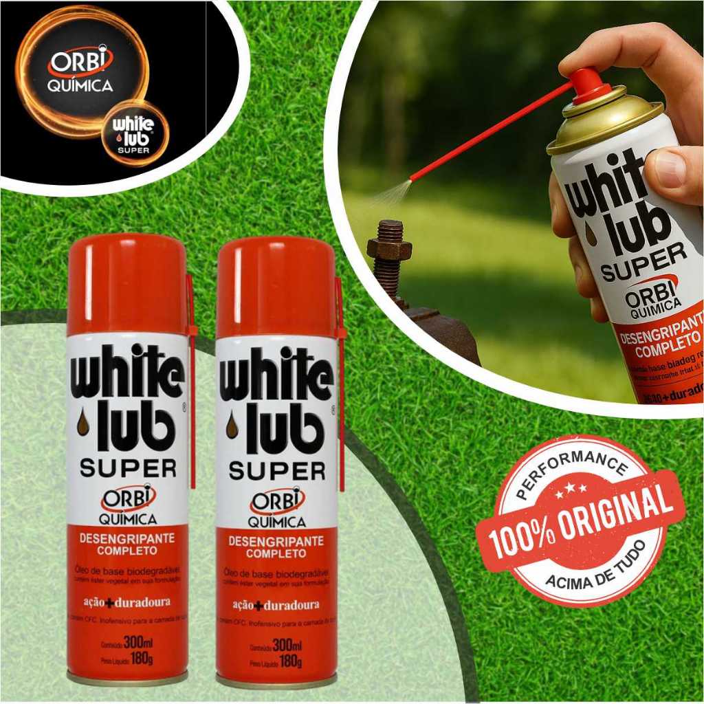 KIT 2 Unidades Óleo Desengripante White Lub Super Orbi Lubrificante Multiuso 300ml