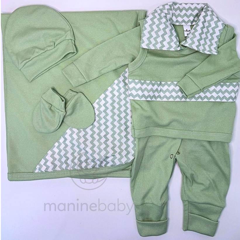 Kit Saida Maternidade Menino 4 Peças Completa Recem Nascido Enxoval