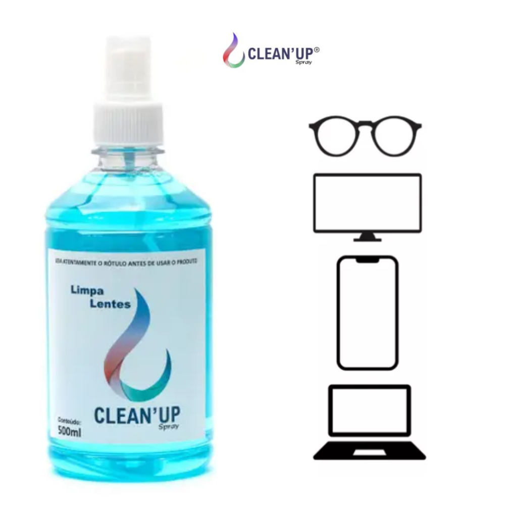 Limpa Lentes 500ml Clean Up Spray Óculos Telas PC Smartphone