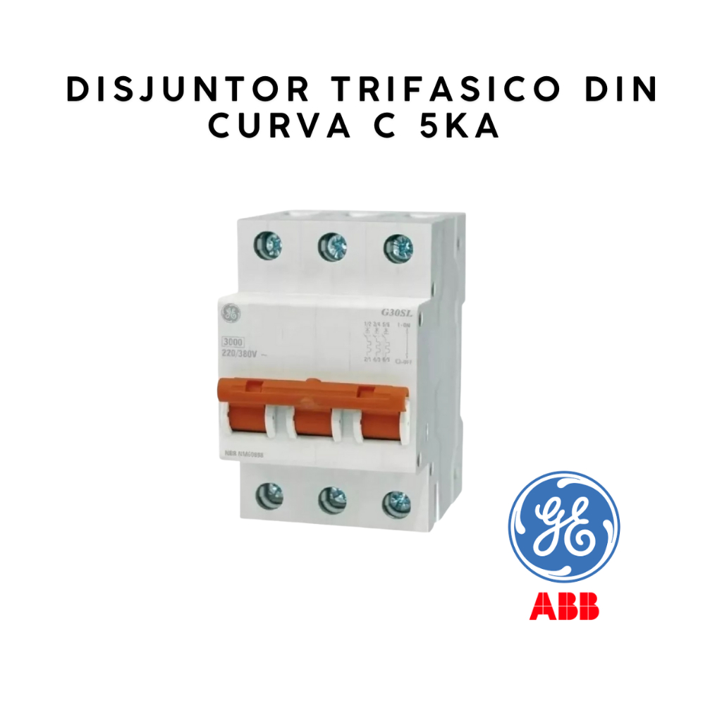 Disjuntor Din Trifásico Curva C Ge 10a 16a 20a 25a 32a 40a 50a 63a Termomagnético