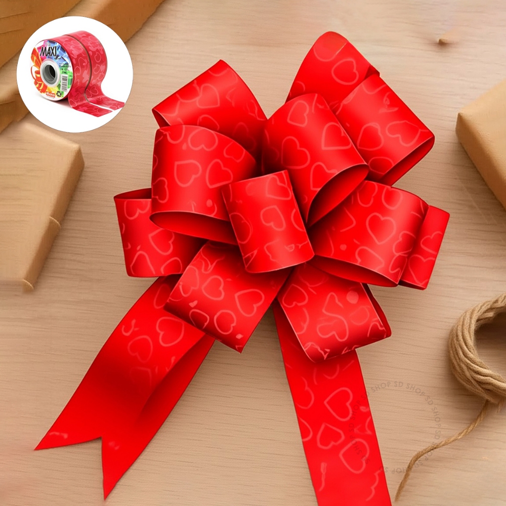 Fita Maxi Albano True Love Vermelho 32mmx 100metros laço para Presente dia dos namorados amor