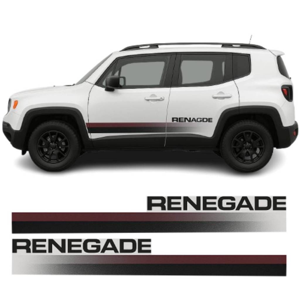 Adesivo Faixa Lateral Renegade 2020 Preto E Bordo Adesivo Laminado - Compatível
