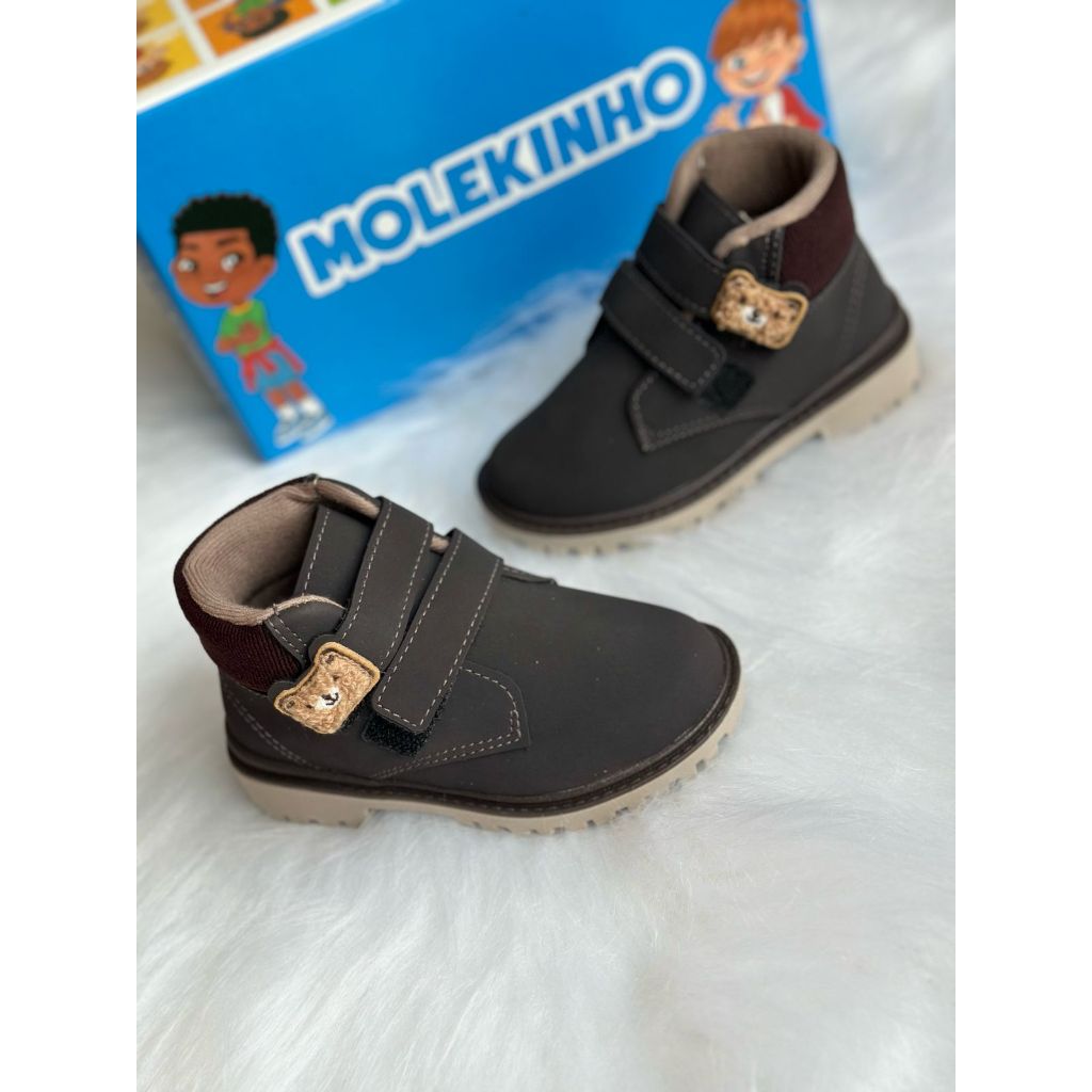 Bota Baby Ursinho Menino Molekinho Com  Dois Velcro Calce Facil Original
