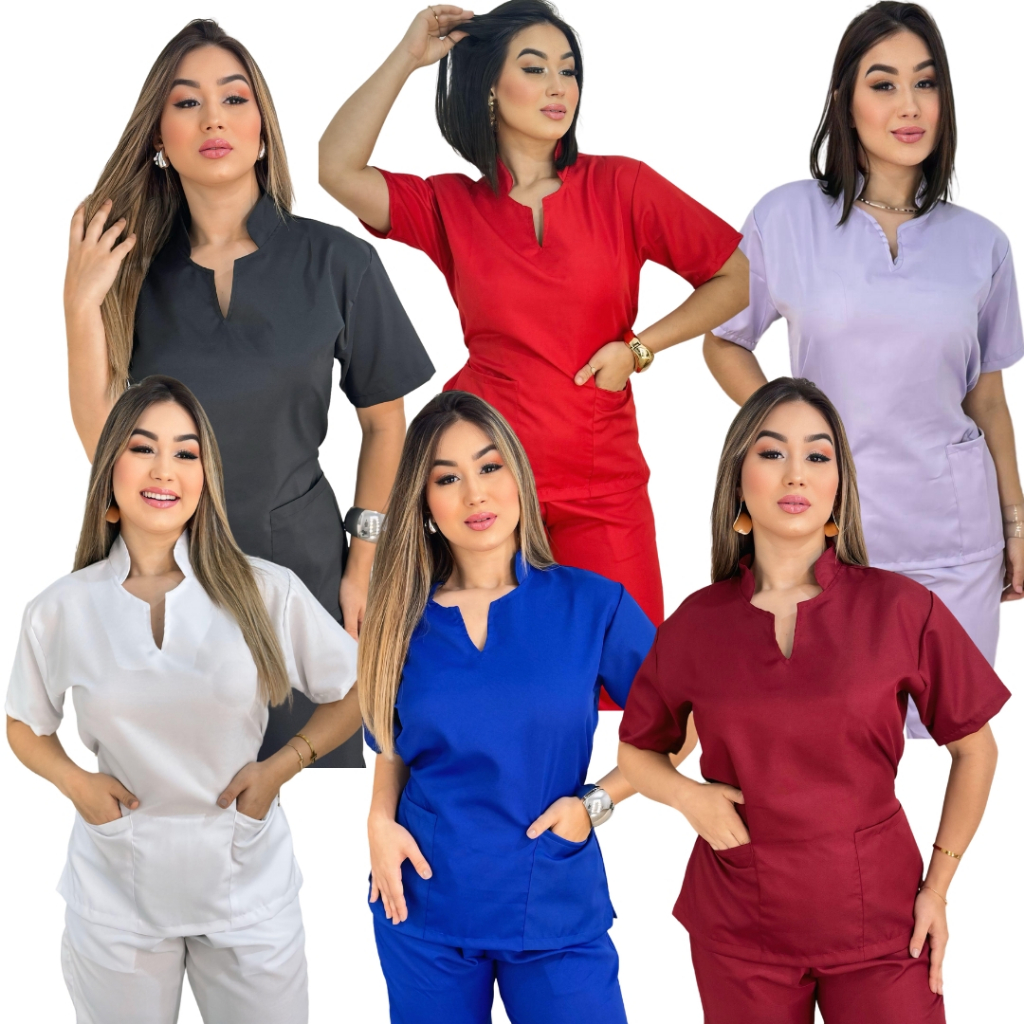 Pijama Feminino Enfermagem Hospitalar Jogger Scrubs Gabardine