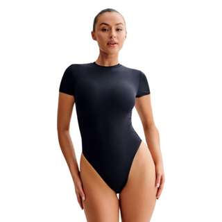 Body Feminino Manga Curta Suplex Liso Collant Forrado Manguinha em Oferta na Shopee