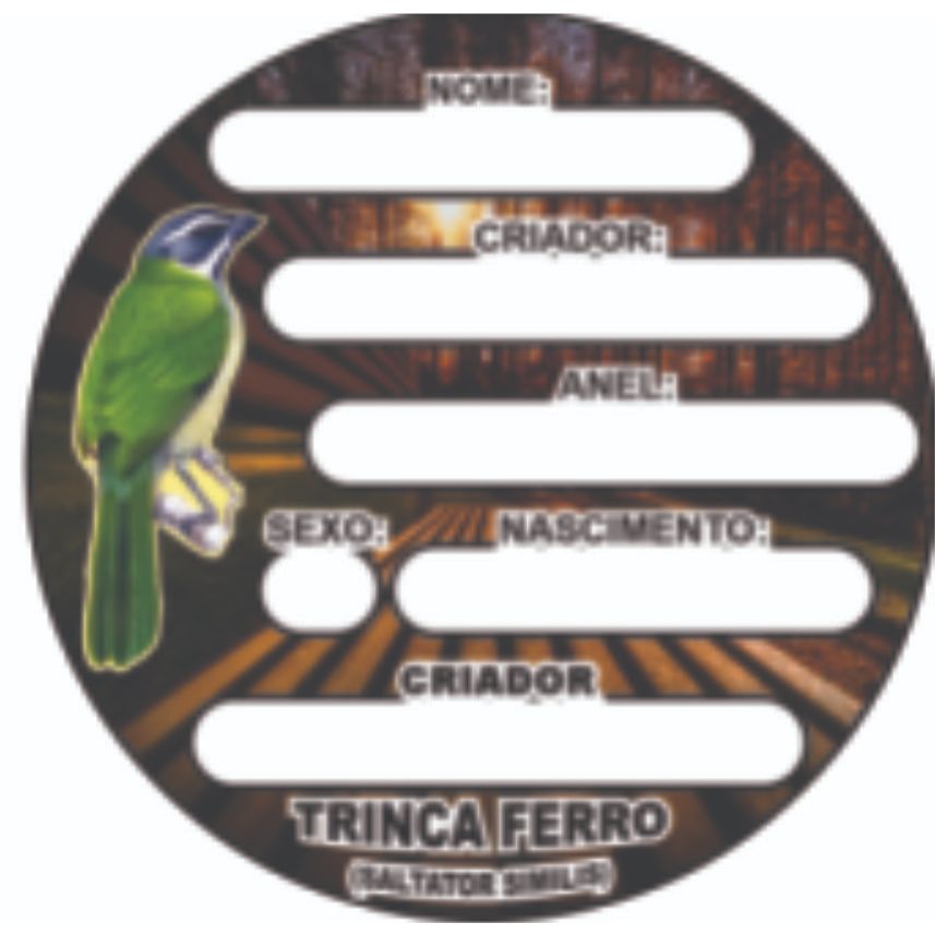 PLACA DE TRINCA FERRO MODELO REDONDO, CRIATORIO, PASSAROS DE TORNEIO PLACA PARA GAIOLA