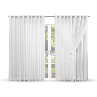 Cortina de Microfibra com voil 6,00x2,70 para quarto sala Decoração de Casa - 2m 3m 4m 5m 7m 8m