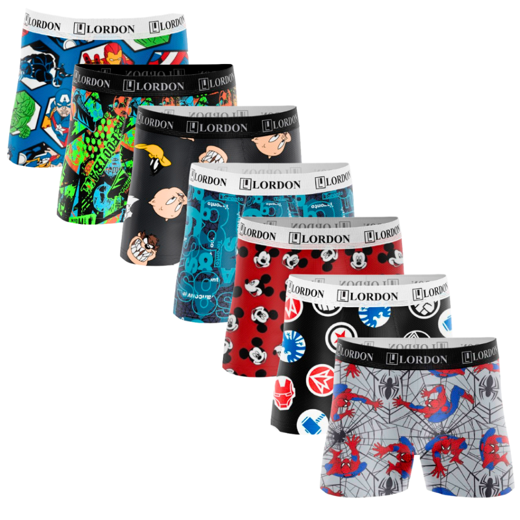 Kit 7 Cuecas Boxer Infantil Juvenil Microfibra Estampado 1 a 14 anos em Oferta na Shopee