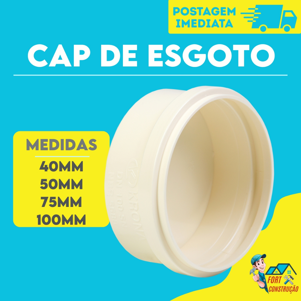 Cap Tampão Pvc Branco Para Esgoto 40mm 50mm 75mm 100mm 150mm