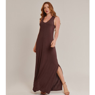 Vestido Longo Regata Viscolycra com Fenda Lateral – Confortável e Leve