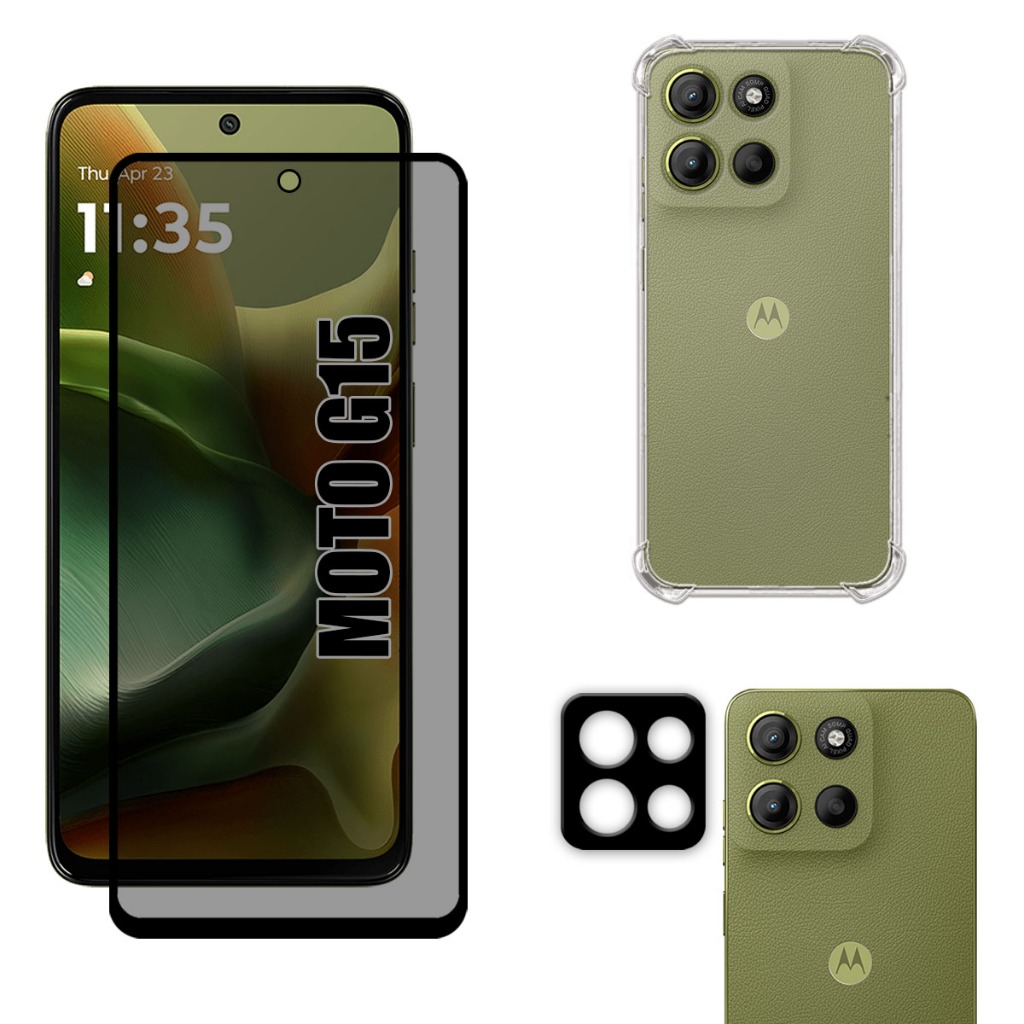 Película Para Moto G15 | Privacidade 3D - Capa Anti Shock - Película da Câmera 3D em Oferta na Shopee