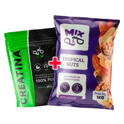 Mix de Castanha Tropical Nuts P&P 1Kg + Creatina 250g 100% Pura Monohidratada