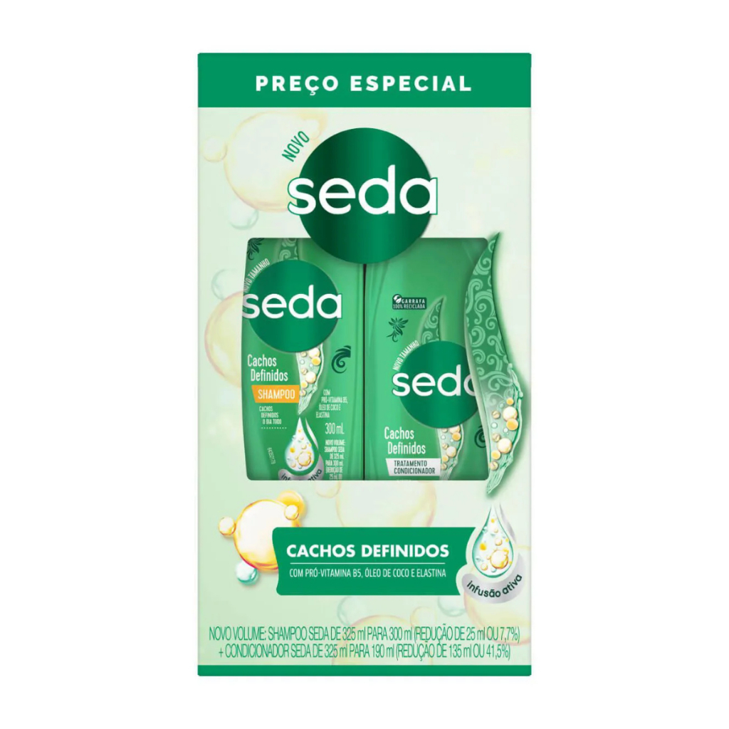 Kit Seda Cachos Definidos Shampoo 300ml + Condicionador 190ml em Oferta na Shopee
