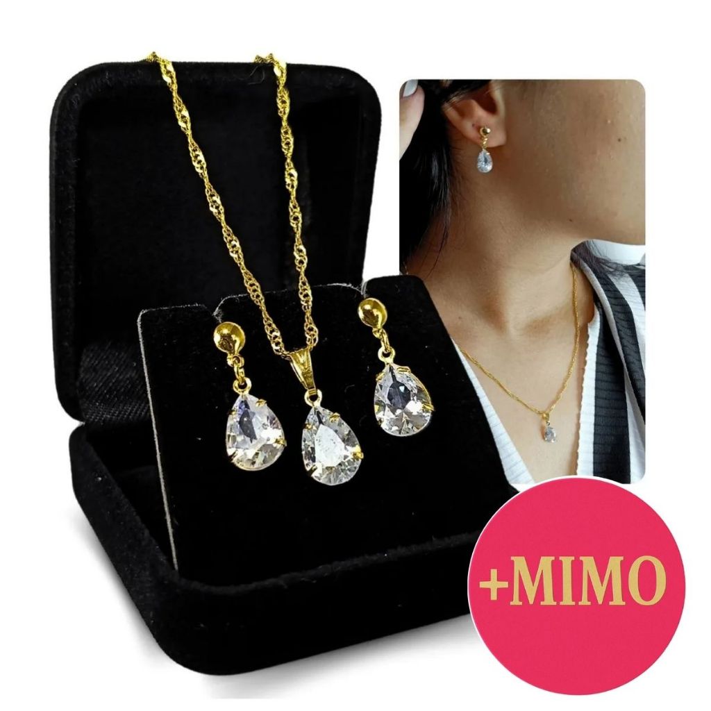 Conjunto Gota Banhado A Ouro 18k Par De Brincos Pingente Ponto De Luz Singapura Dourado Brinde Mimo em Oferta na Shopee