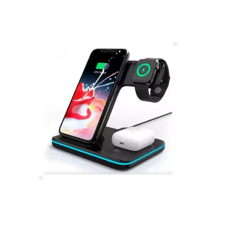 Carregador por Indução 3 em 1 Dobrável Inova CHAR-12527 | Original | Carga Rápida | Android & iOS
