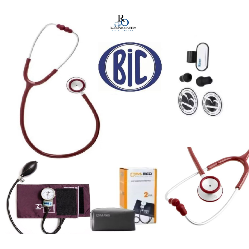 Kit Ap. Pressão Bic P.a. med Esfigmomanômetro + Estetoscópio Efficace Bordo
