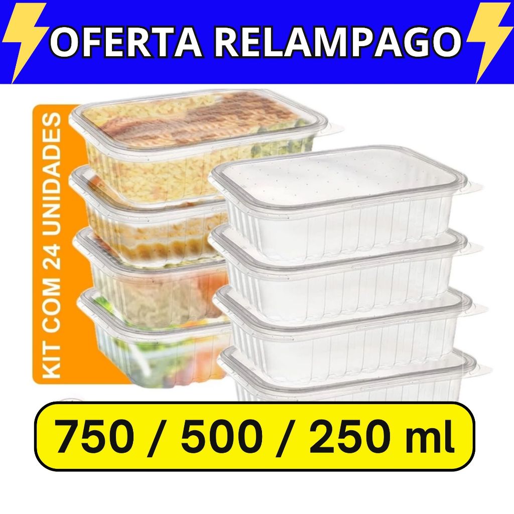 Kit 24 Unidades Pote Marmita Freezer Microondas Fitness Envio Imediato