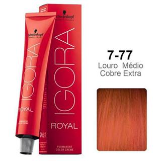 Coloração Igora Royal 7-77 Louro Médio Cobre Extra 60g em Oferta na Shopee