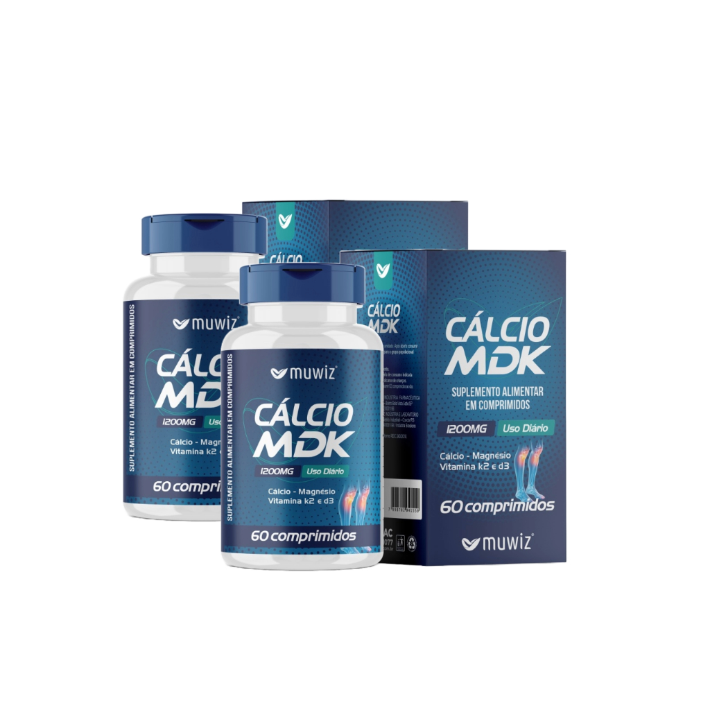 Cálcio Mdk 60 Comprimidos Cálcio + Magnésio + Vitamina K2 e D3 1200mg - 2 Unidades