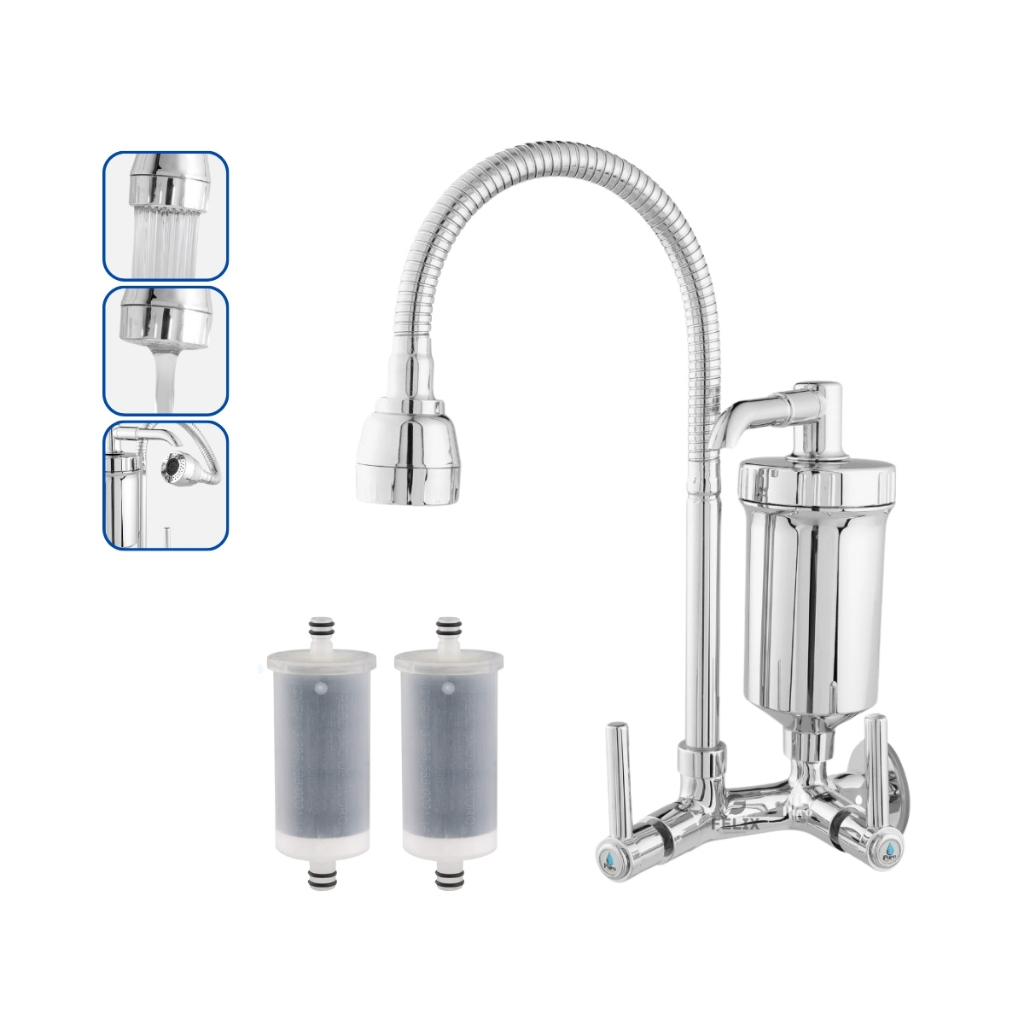 Torneira Filtro Parede Cozinha Gourmet Flexível Bica Móvel 1/4 de Volta + Refil em Oferta na Shopee