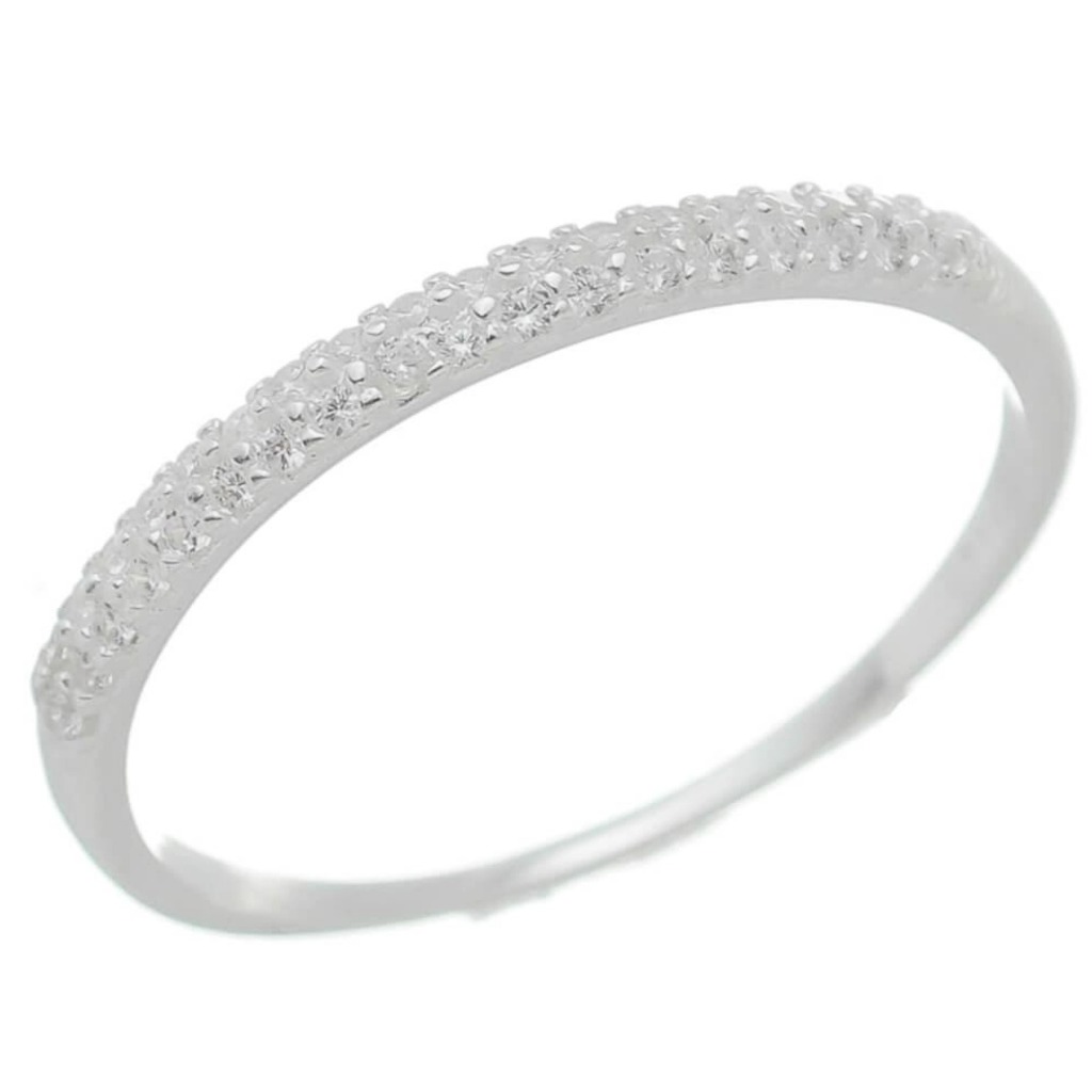 Anel Prata 925 Meia Aliança C/Zircônia - Elluxe Joias em Oferta na Shopee