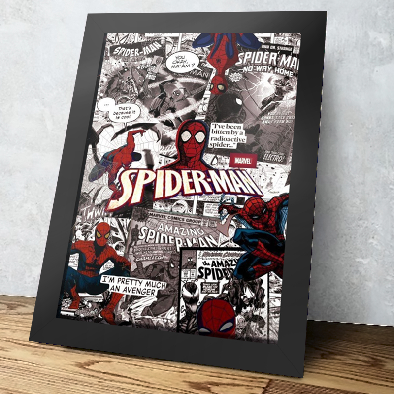 Placa Decorativa Quadro Homem Aranha HQ, SpiderMan, Marvel, Heróis, Infantil, DQ, HQ  - A4 MDF