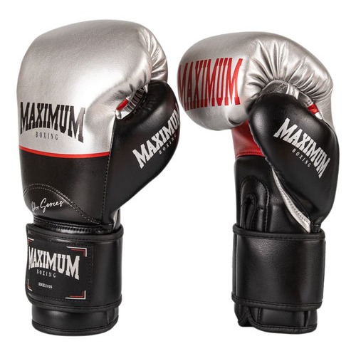 Luva de Boxe e Muay Thai Profissional Maximum Prata Original Treino e Luta Adulto Resistente