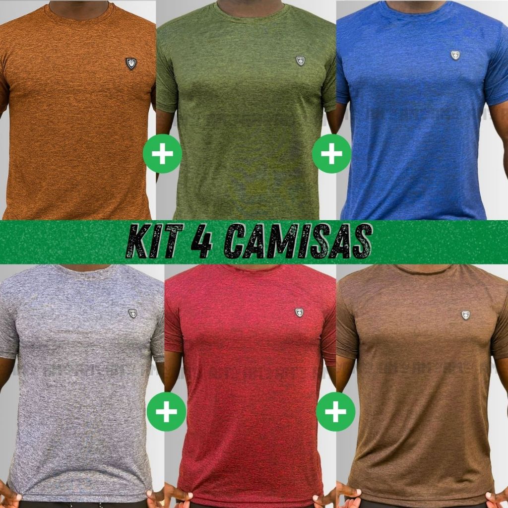Kit 4 Camisas Masculinas Camiseta Dry Fit Camisa Masculino Academia Treino Blusa Manga Curta sortida