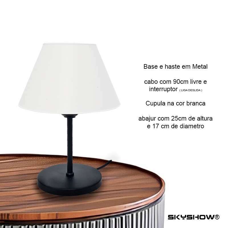 Abajur Luminária Alicia De Mesa Sala Quarto Escritório - SKYSHOW com cupula