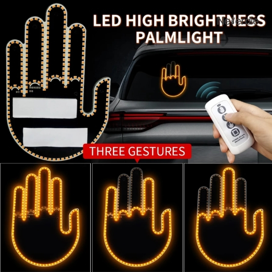 Luz De Gesto Iluminada LED Mão e Dedo Para Carros Com Contole Remoto Sinais De Gesture em Oferta na Shopee