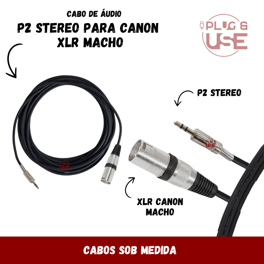 Cabo P2 Stereo Canon Xlr Macho Balanceado Niquel