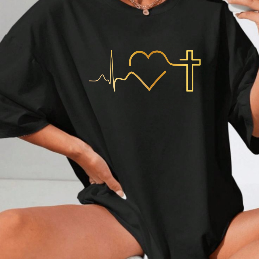 T-Shirt Feminina Gola Redonda Algodão Camisa em Oferta na Shopee