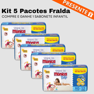 Kit Pacote Fralda Turma da Mônica Jumbo Baby 12h Proteção Tamanho P M G + Presente exclusivo em Oferta na Shopee