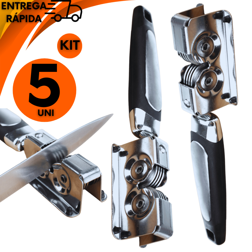KIt 10 Afiadores Amoladores de Faca Tesoura e Cutelo em Aço Inox Premium Utilidades Multifuncional Conjunto Kit