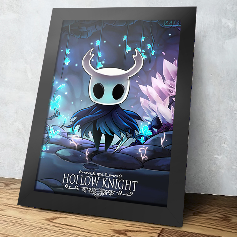 Placa Decorativa Quadro Hollow Knight, Games, Hornet, PS4, Jogos, Geek - A4 MDF