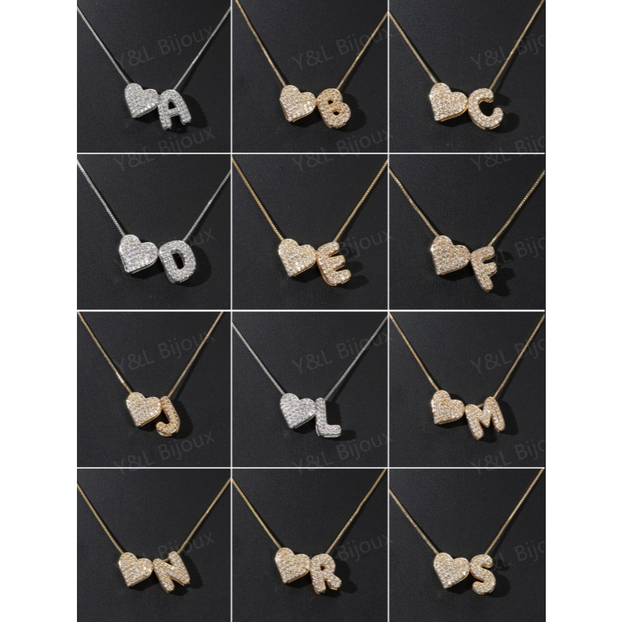 Colar Letra Inicial Coração Zircônia Banhado Ouro 18k Folheado Prata Ajustável Presente Letra K em Oferta na Shopee