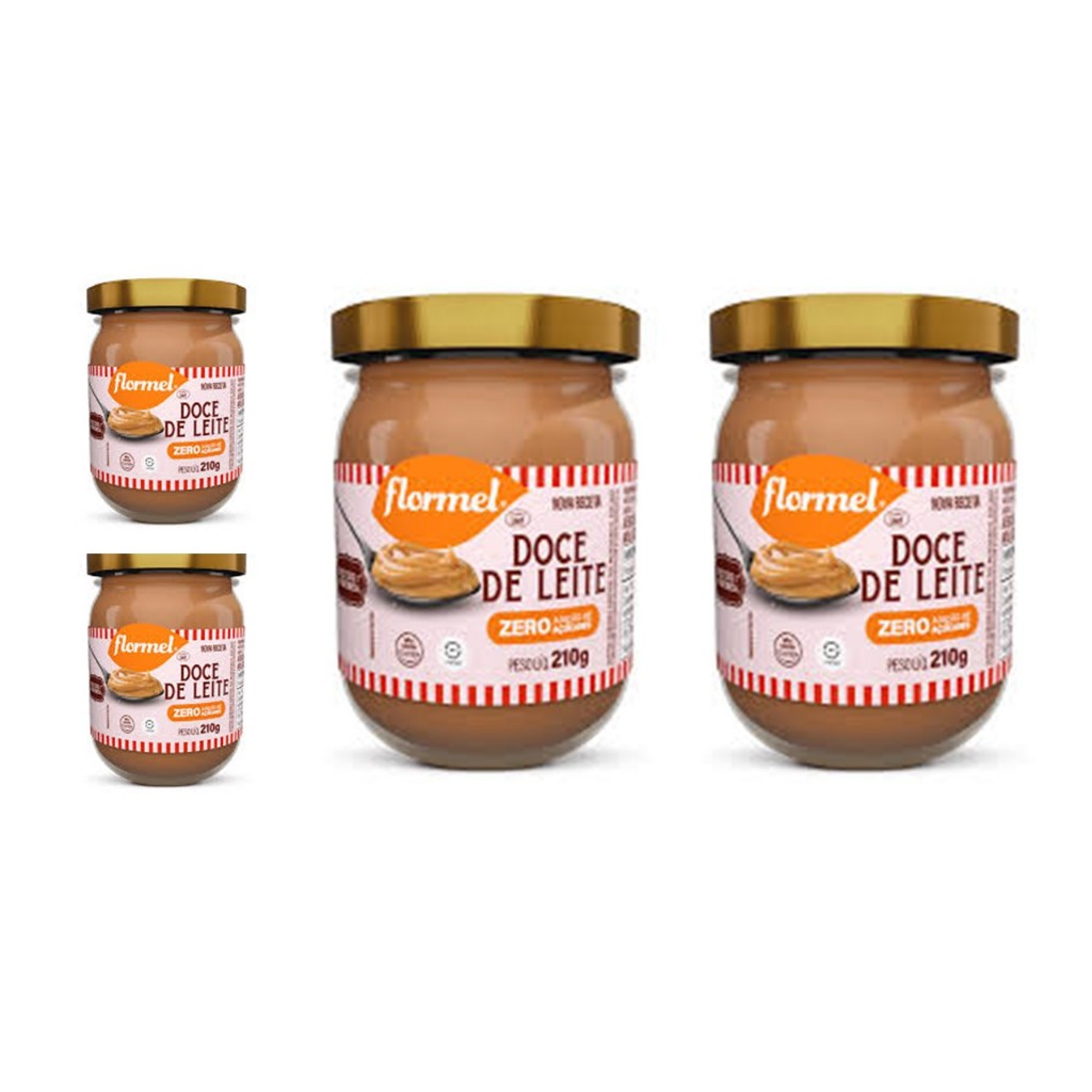Kit 4 Doce de Leite Cremoso Flormel Zero Açúcar Pote com 210gr