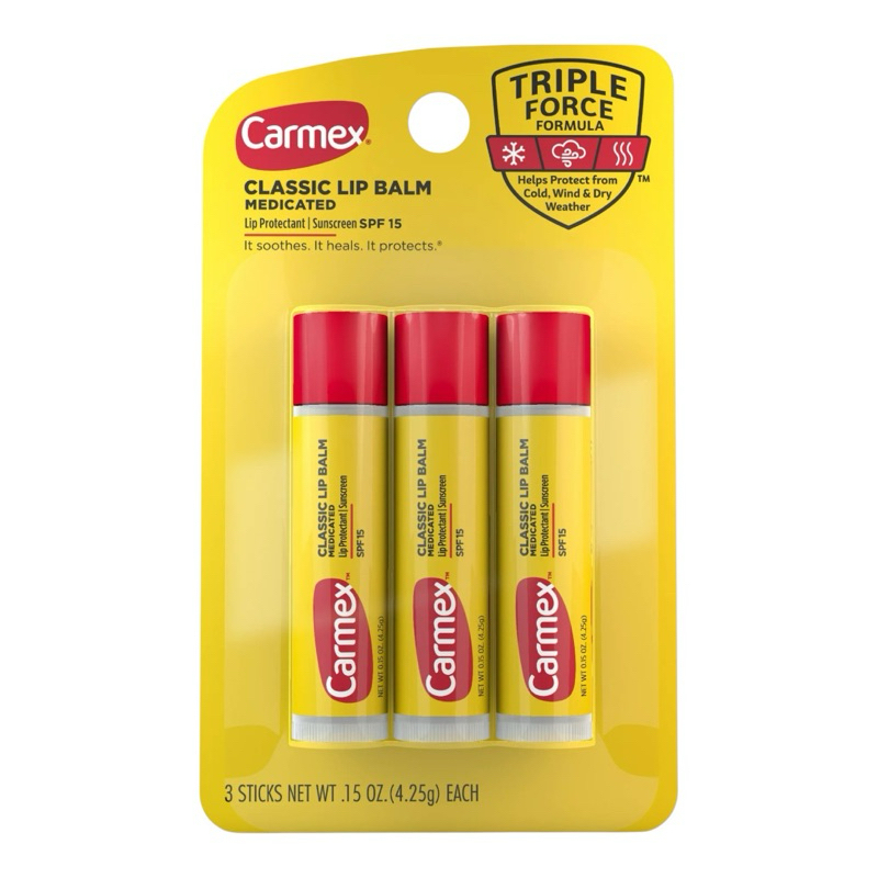 Protetor Labial CARMEX Classic Lip balm com 03 unidades