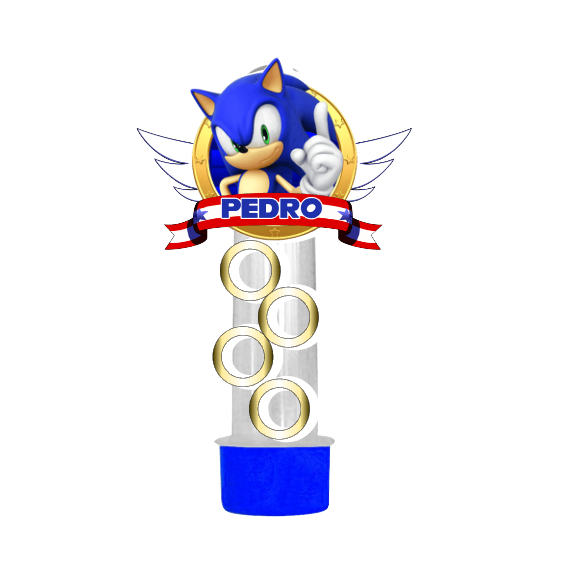Apliques para Tubete Personalizado Sonic Lembrancinha Festa Infantil Jogo Vídeo Game