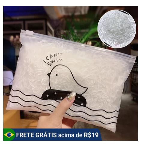 KIT 500 UNID Elásticos descartáveis ​​brancos transparentes,  PET, PENTEADOS, TRANSAS, ASSESSORIO PARA CABELO