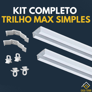 Kit Trilho Suíço Simples Max Alumínio Deslizante Presilha Terminal 1m/1,5m/2m/2,5m/3m/3,5m/4m/5m/6m em Oferta na Shopee