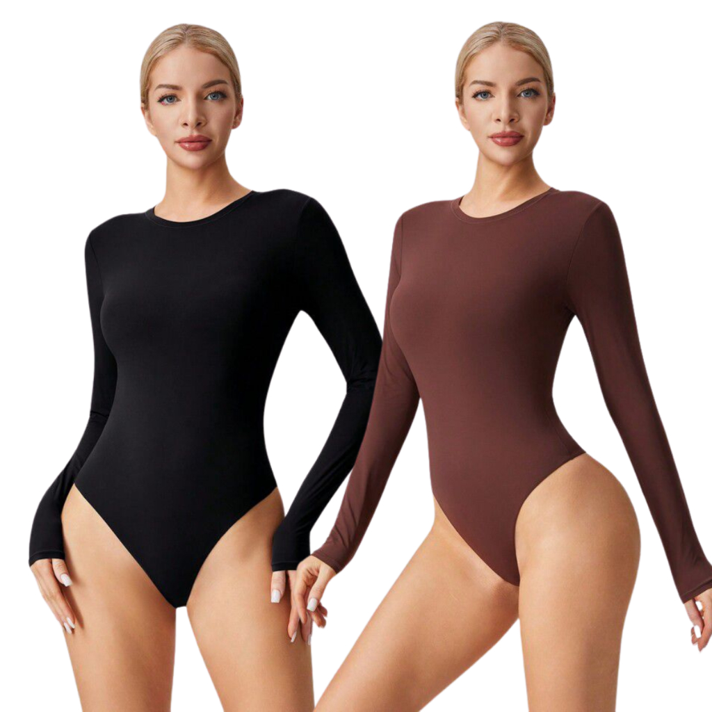 Kit 2 Body Manga Longa Gola Careca Suplex Liso Collant Frio em Oferta na Shopee