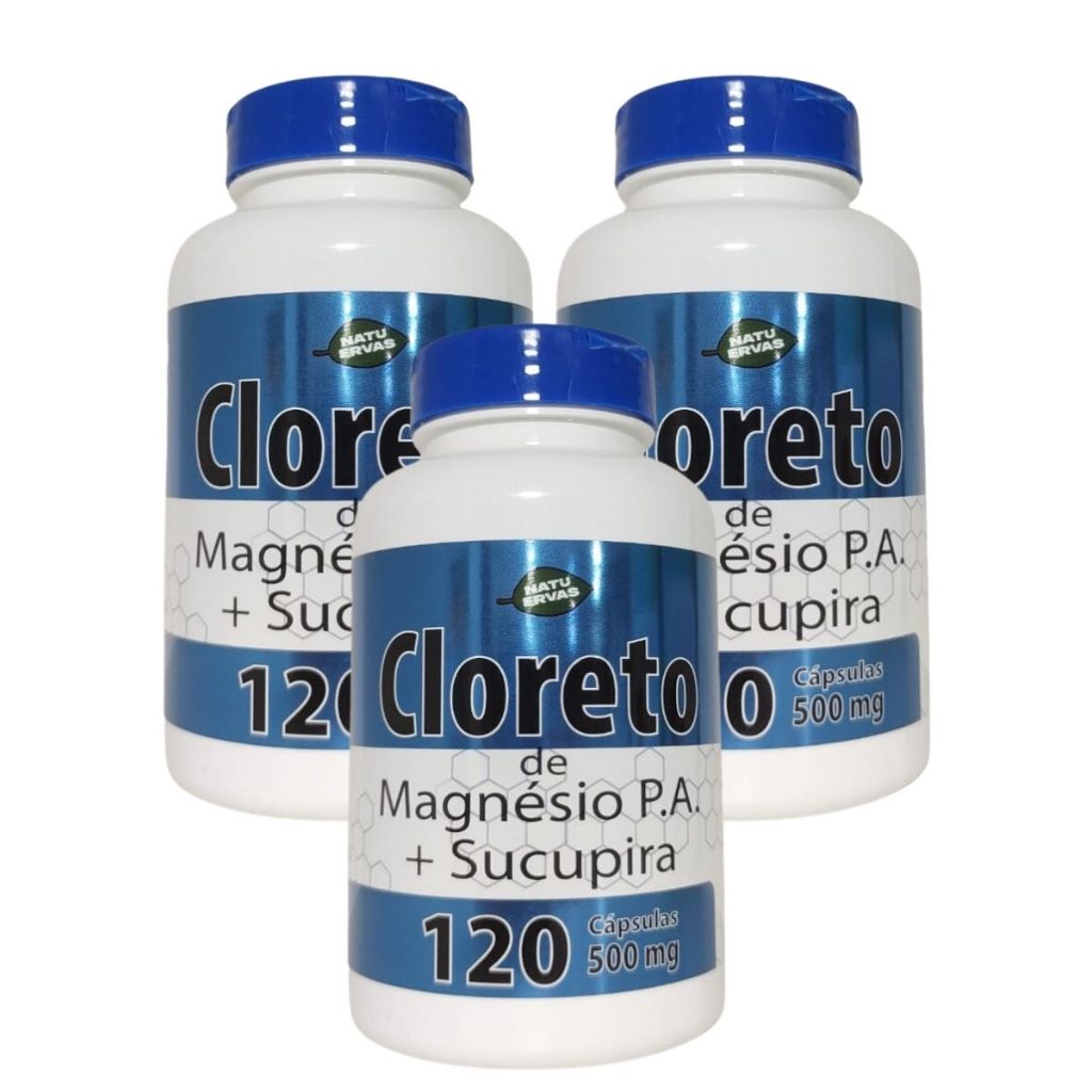 Kit 3x Cloreto de magnesio com sucupira 120 capsulas de 500 mg em Oferta na Shopee